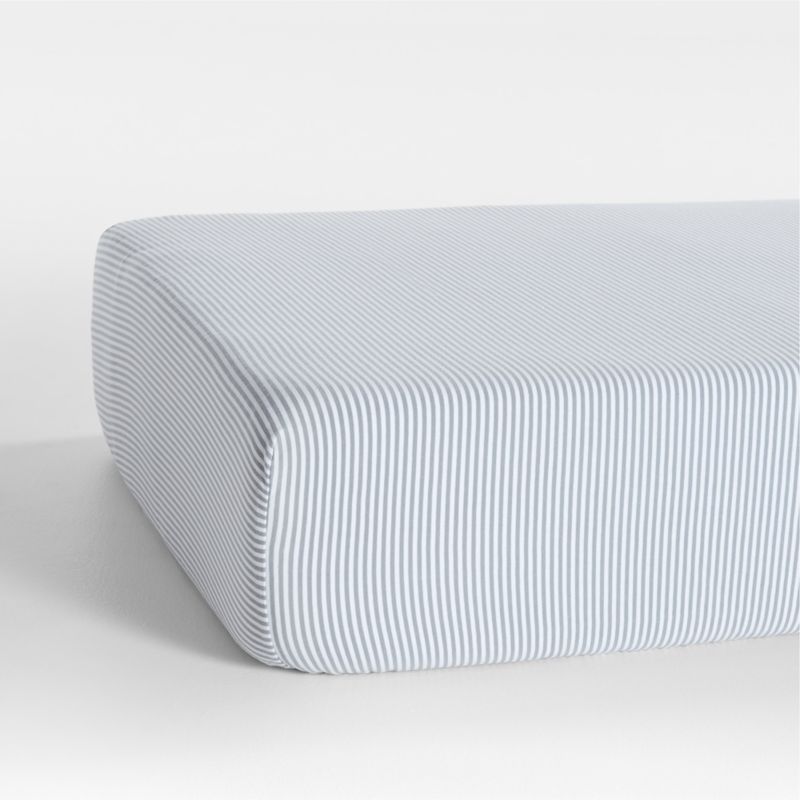 Baby's First Blue Stripe Organic Cotton Heathered Jersey Baby Crib Fitted Sheet - image 0 of 7