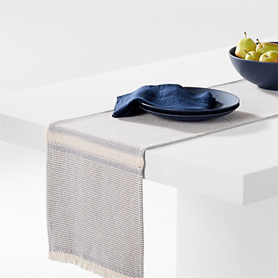 View Blue Texture 90" Organic Cotton Table Runner details