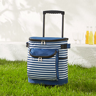 View Blue-and-White Striped Wheeled Cooler details