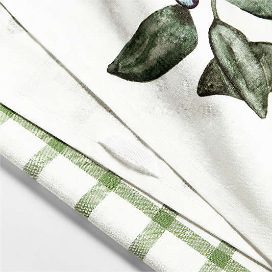 Blueberry Print + Yarn-Dyed Green Plaid Organic Cotton Kitchen Dish Towel
