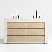 Bluff 60" Bleached Ash and Off White Quartz Double Vanity