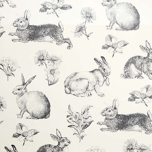 Bunny Meadow Charcoal Grey Wallpaper