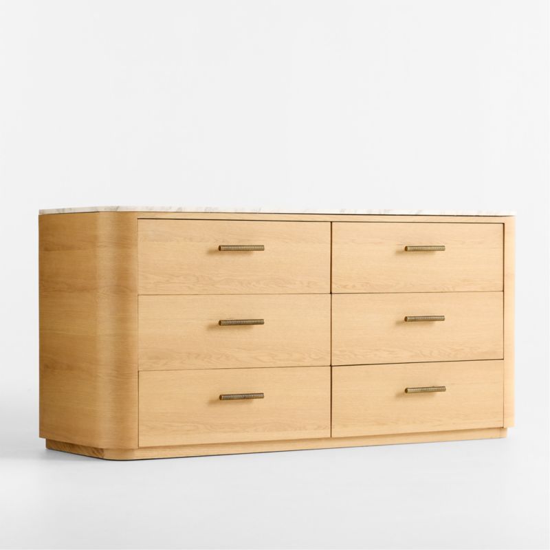 Doubles 66" 6-Drawer Arabescato Marble and Oak Wood Dresser by Venus Williams - image 1 of 5