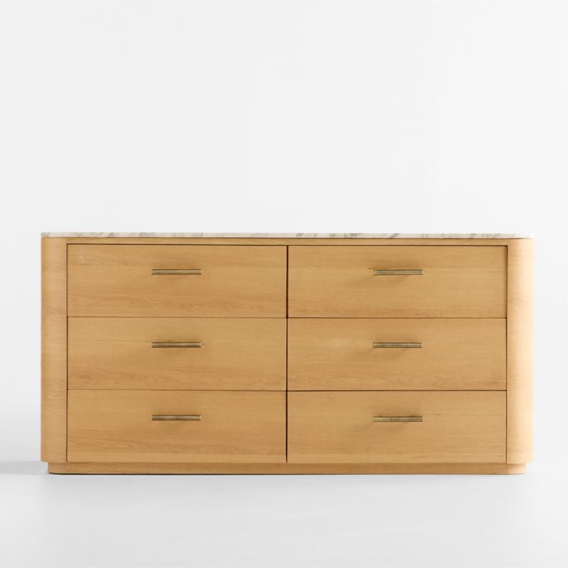 Viewing product image Doubles 66" 6-Drawer Arabescato Marble and Oak Wood Dresser by Venus Williams - image 1 of 6