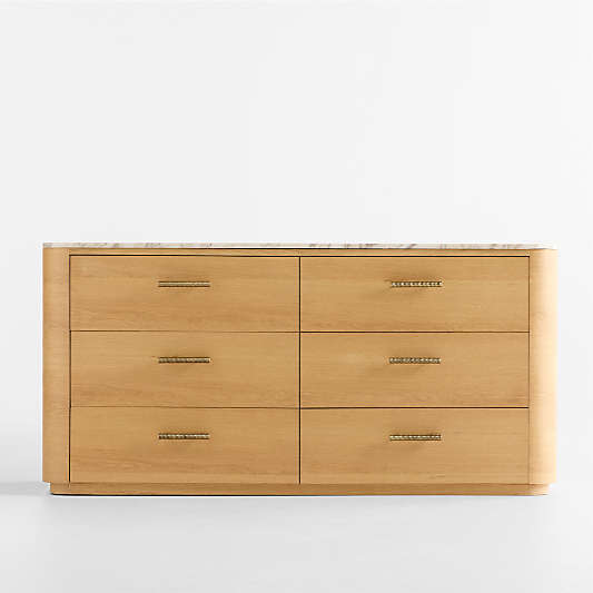 Doubles 66" Marble and Oak Wood 6-Drawer Dresser by Venus Williams