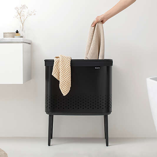 Brabantia Bo 16-Gallon Black Metal Laundry Hamper