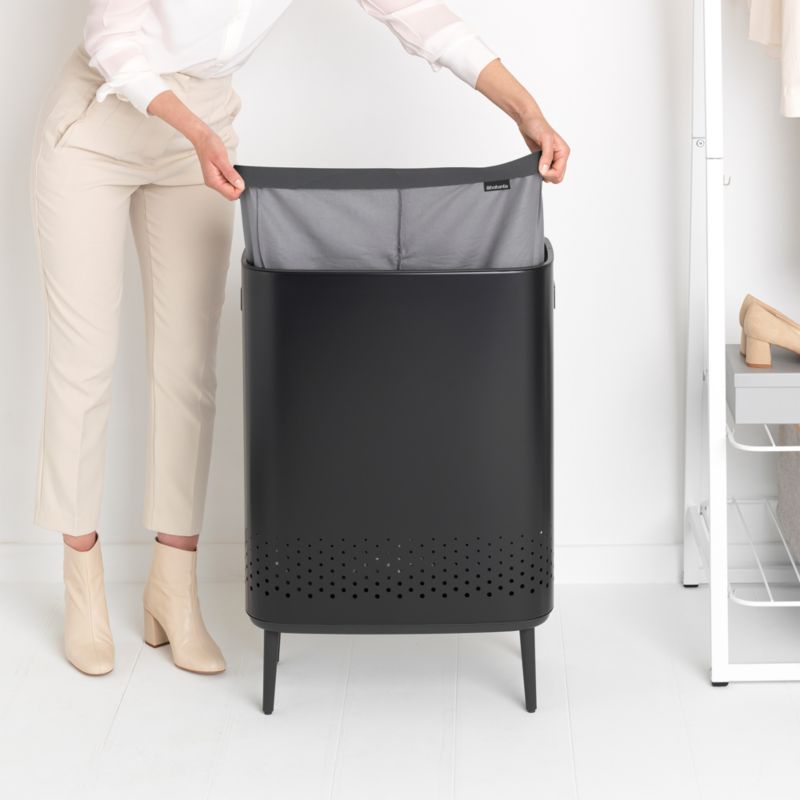 Brabantia Bo 23.8-Gallon Black Metal Divided Laundry Hamper - image 4 of 10