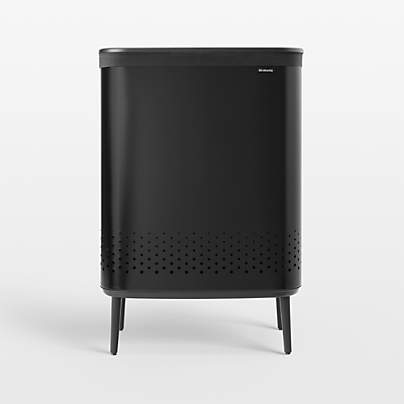 Brabantia Bo 23.8-Gallon Black Metal Divided Laundry Hamper