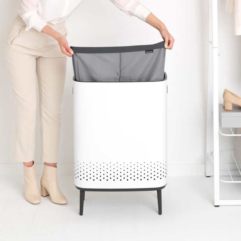 Brabantia Bo 23.8-Gallon White Metal Divided Laundry Hamper - image 4 of 10