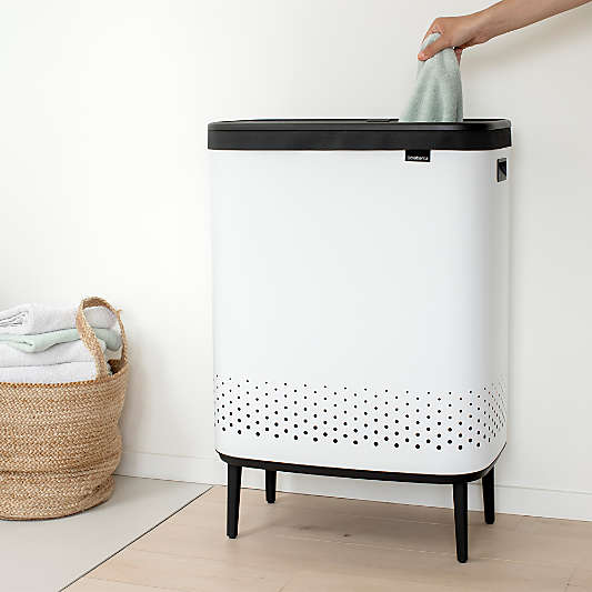 Brabantia Bo 23.8-Gallon White Metal Divided Laundry Hamper