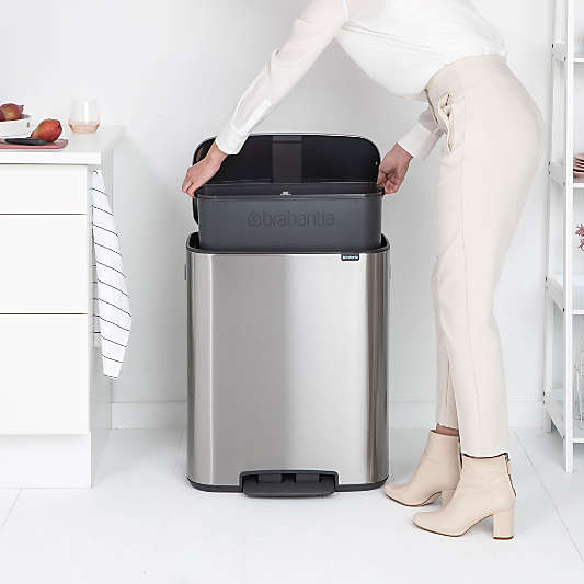 Brabantia Bo Step On Trash Can, Matte Steel Fingerprint Proof, 16 Gallon