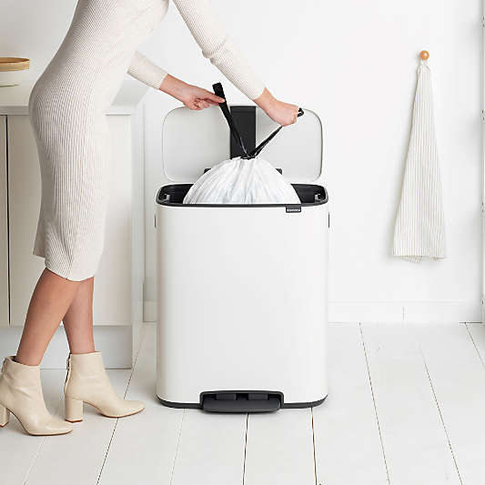 Brabantia Bo Step On Trash Can, White, 16 Gallon