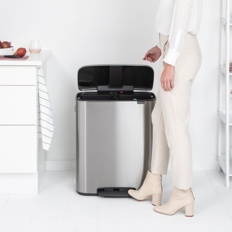 Brabantia Matte Steel Fingerprint Proof Bo Step On Dual Compartment Recycling Trash Can,  2 x 8 Gallon - image 2 of 10