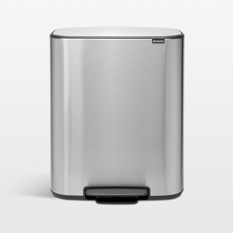 Brabantia Matte Steel Fingerprint Proof Bo Step On Dual Compartment Recycling Trash Can,  2 x 8 Gallon