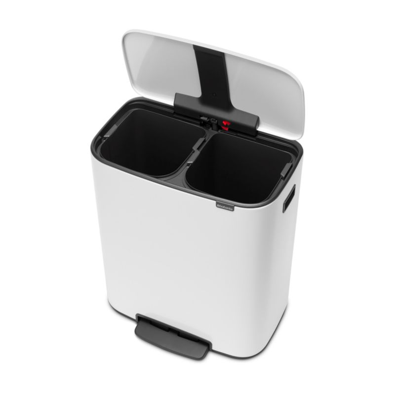 Brabantia White Bo Step On Dual Compartment Recycling Trash Can, 2 x 8 Gallon - image 10 of 11