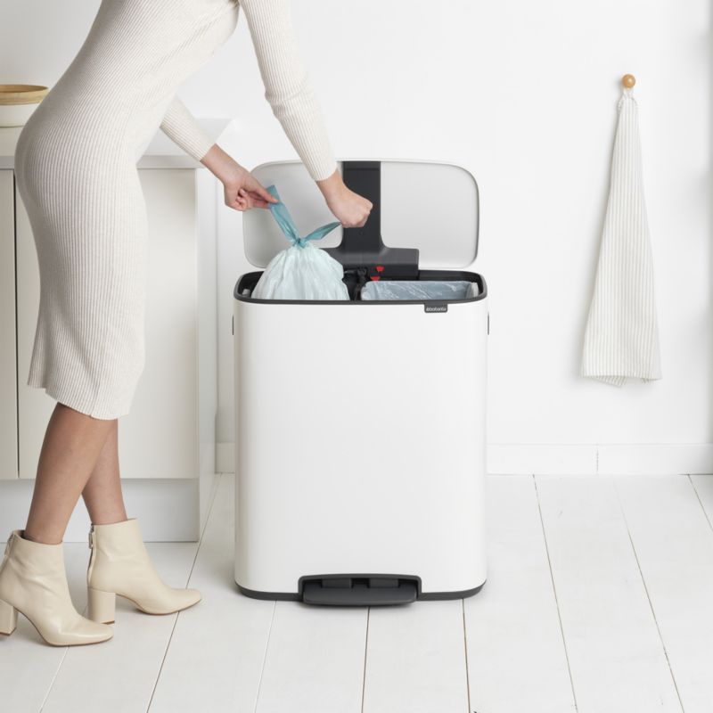 Brabantia White Bo Step On Dual Compartment Recycling Trash Can, 2 x 8 Gallon - image 5 of 11