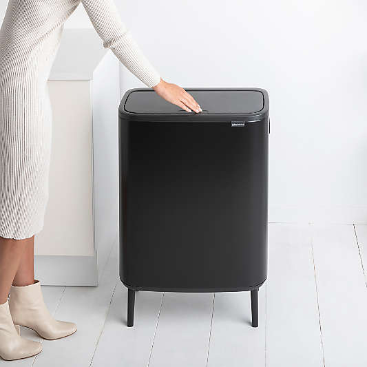 Brabantia Bo Hi Touch Top Trash Can, Matte Black, 16 Gallon