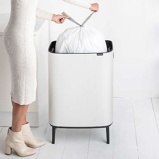 Brabantia Bo Hi Touch Top Trash Can, White, 16 Gallon