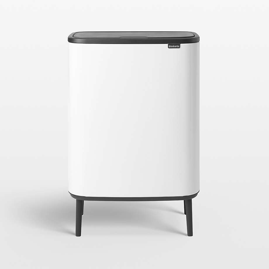 Brabantia White Bo Touch Top Hi Dual Compartment Recycling Trash Can
