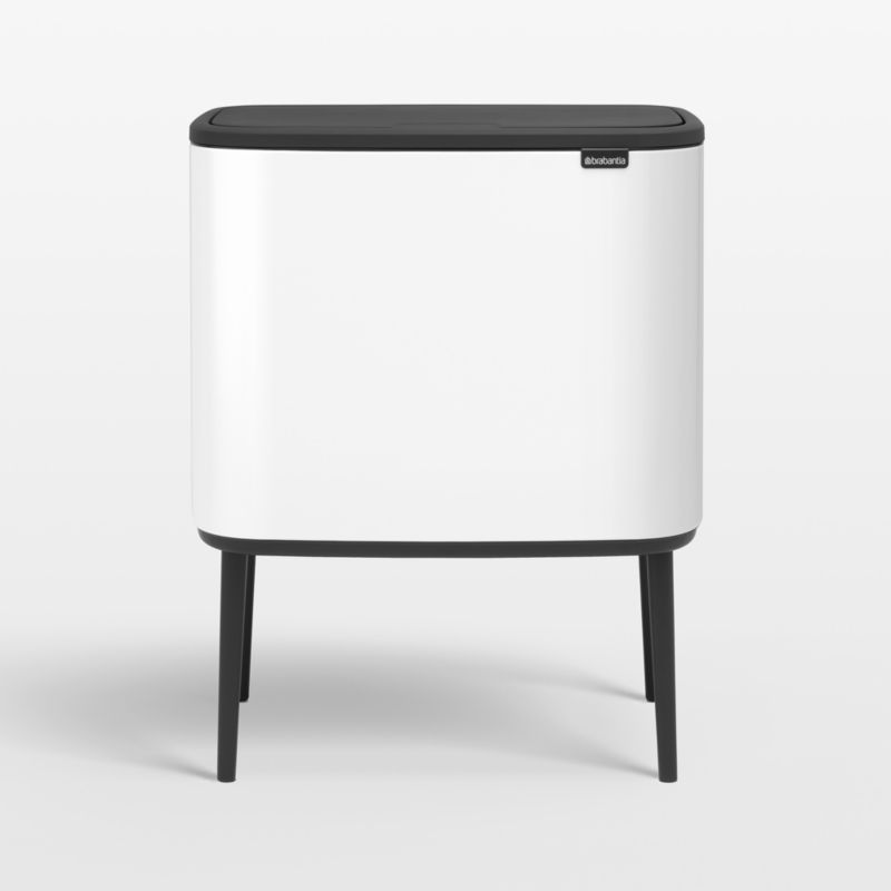 Brabantia Bo Touch Top Trash Can, Dual Compartment, White, 3 + 6 Gallon