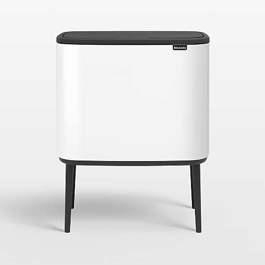 Brabantia Bo Touch Top Trash Can, Dual Compartment, White, 3 + 6 Gallon