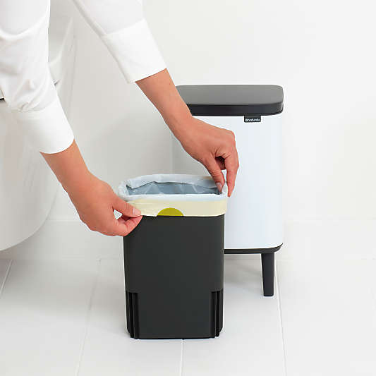 Brabantia Bo Hi Trash Can, White, 1.1 Gallon