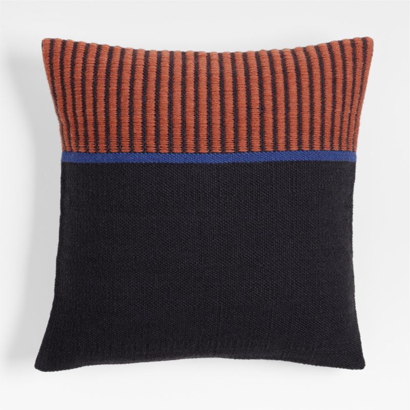 Boardwalk Kilim 23"x23" Navy & Orange Throw Pillow Cover