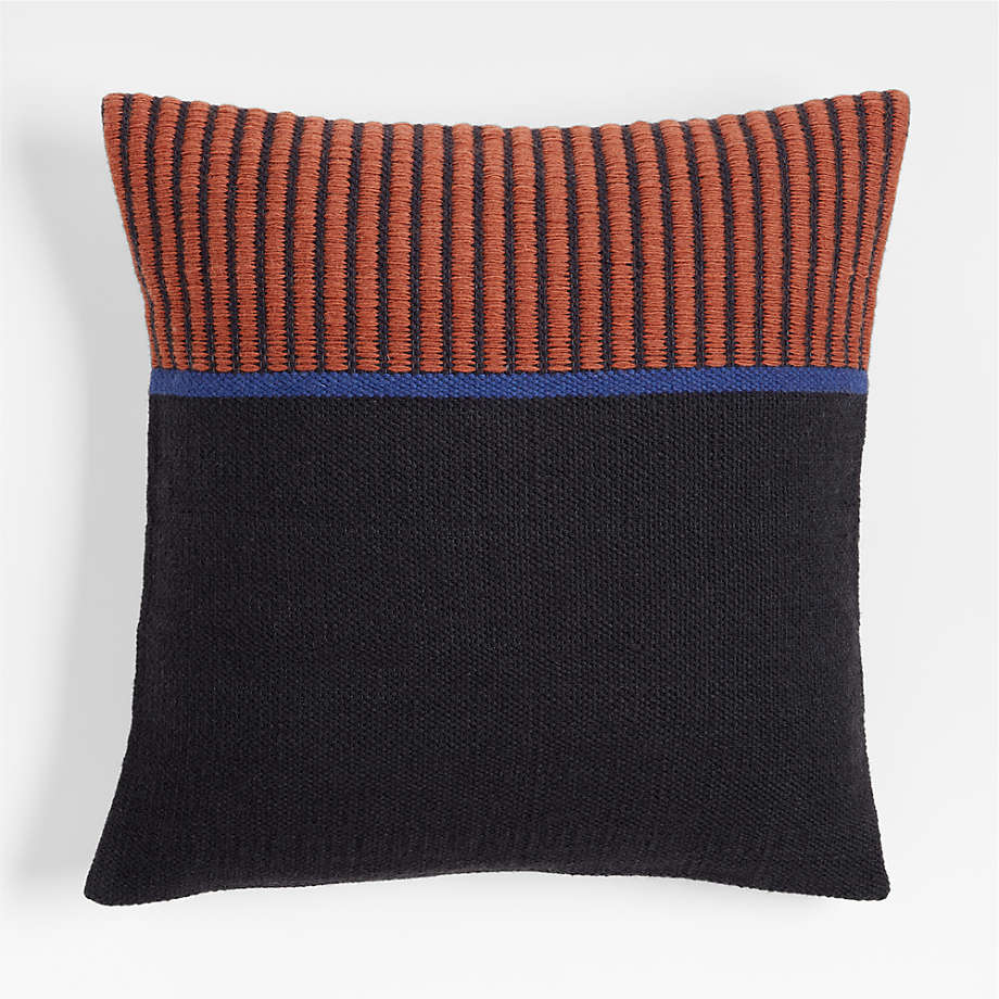Boardwalk Kilim 23"x23" Navy & Orange Throw Pillow Cover + Reviews Crate & Barrel