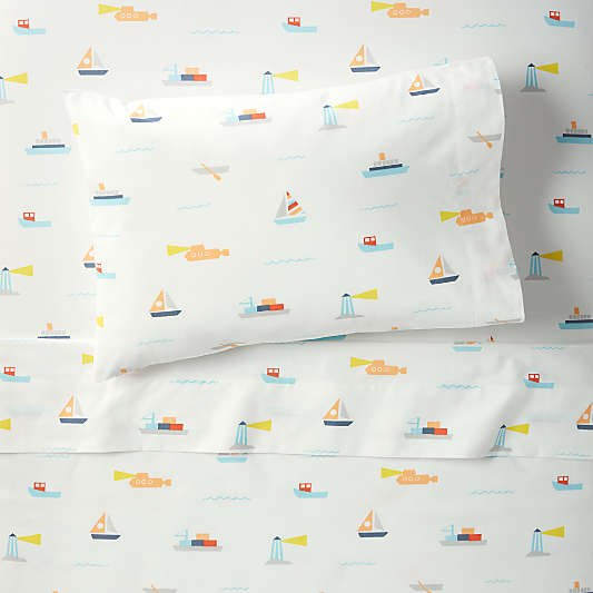 Organic Boats Toddler Sheet Set