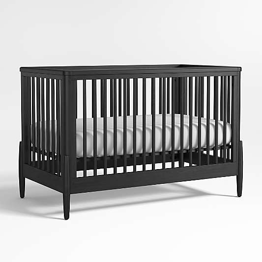 Bodie Ebonized Black Oak Wood Convertible Baby Crib