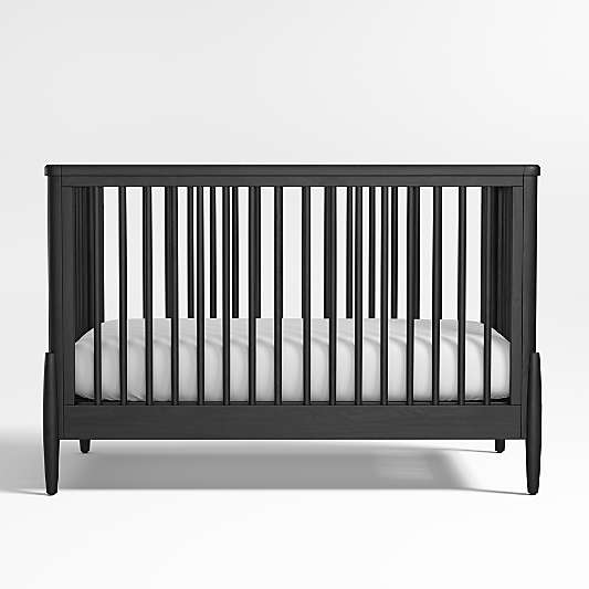 Bodie Ebonized Black Oak Wood Convertible Baby Crib