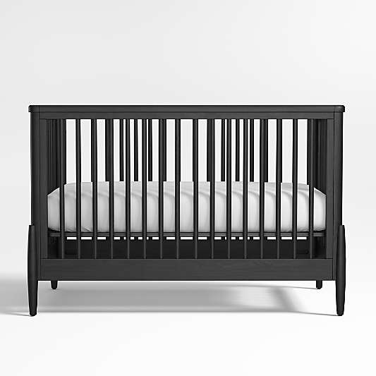 Bodie Ebonized Black Oak Wood Convertible Baby Crib