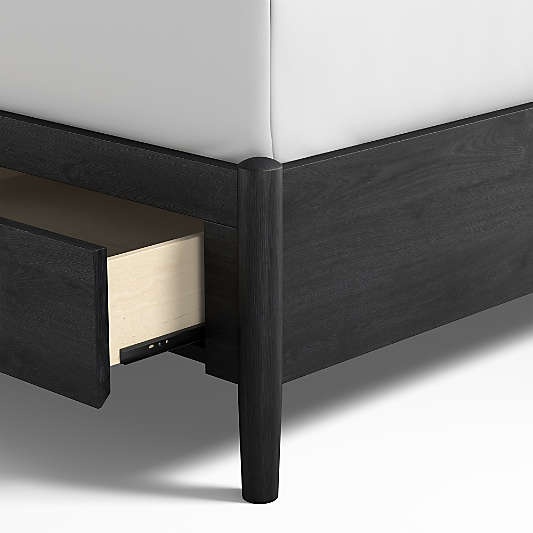 Bodie Ebonized Black Oak Wood Spindle Kids Storage Bed