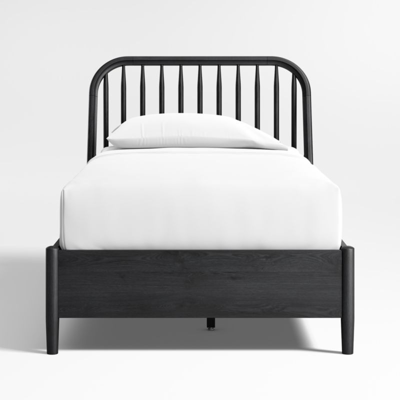 Bodie Ebonized Black Oak Wood Spindle Kids Twin Storage Bed