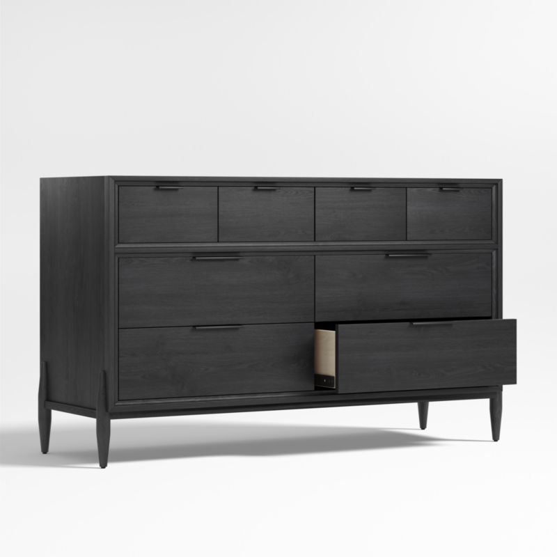 Bodie Ebonized Black Wood Wide 8-Drawer Kids Dresser - image 8 of 11