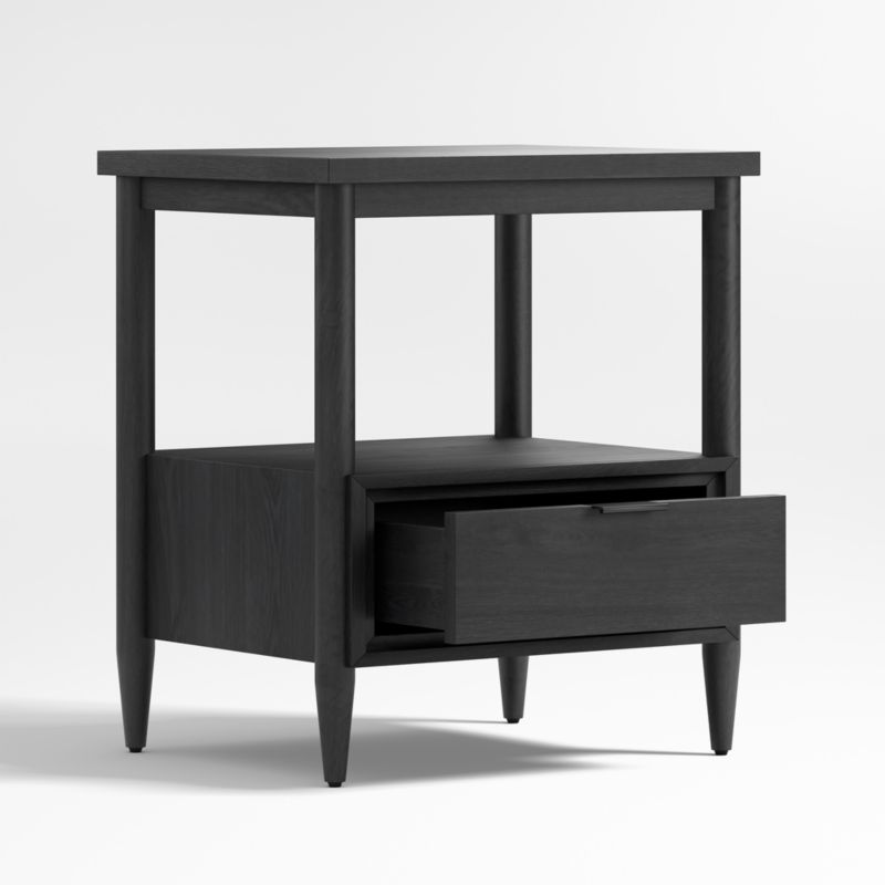 Bodie Ebonized Black Wood Kids Nightstand with Drawer - image 6 of 8