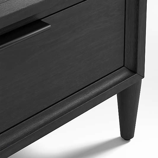 Set of 2 Bodie Ebonized Black Wood Kids Nightstand with Drawer