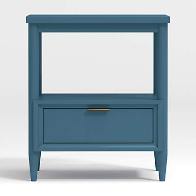 Bodie Blue Wood Kids Nightstand with Drawer