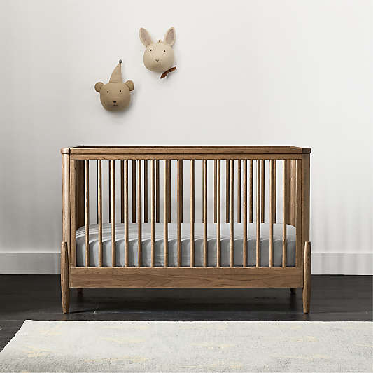 Bodie Flax Brown Wood Convertible Baby Crib with Toddler Bed Rail