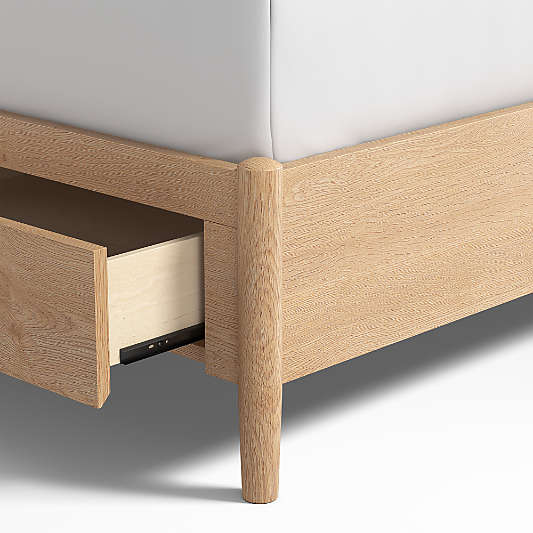 Bodie Natural Oak Wood Spindle Kids Storage Bed