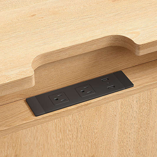 Bodie Natural Oak Wood 3-Drawer Kids Desk with Power