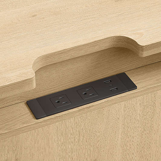 Bodie Natural Oak Wood 3-Drawer Kids Desk with Power