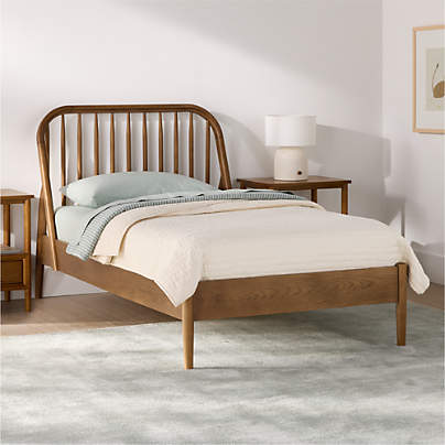 Bodie Spindle Flax Brown Wood Kids Twin Bed
