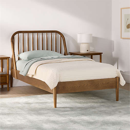Bodie Spindle Flax Brown Wood Kids Twin Bed