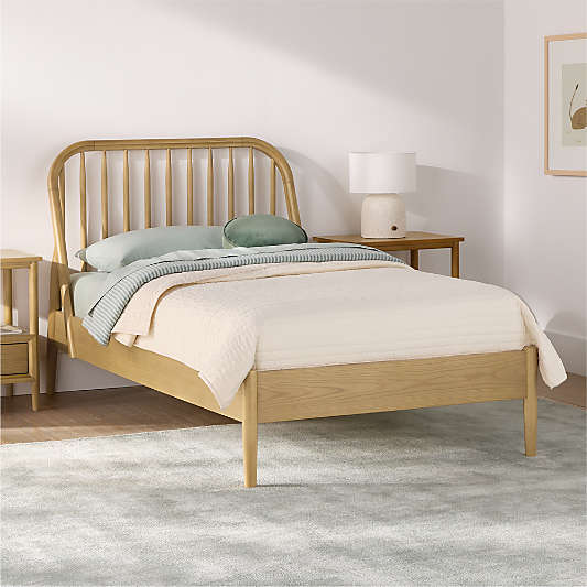 Bodie Spindle Natural Oak Wood Kids Bed