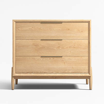 Bodie Natural Oak Wood Narrow 3-Drawer Kids Dresser