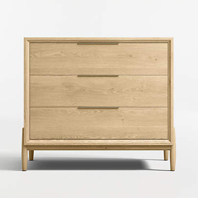 Bodie 36" Natural Oak Wood Narrow 3-Drawer Kids Dresser