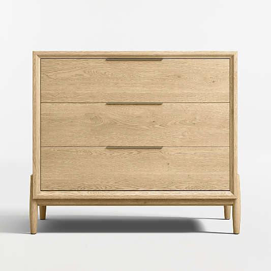 Bodie 36" Natural Oak Wood Narrow 3-Drawer Kids Dresser