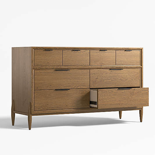 Bodie 54" Flax Brown Wood Wide 8-Drawer Kids Dresser