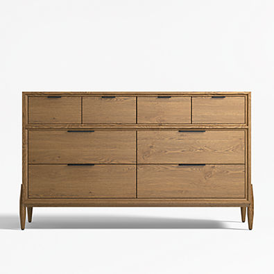 View Bodie 54" Flax Brown Wood Wide 8-Drawer Kids Dresser details